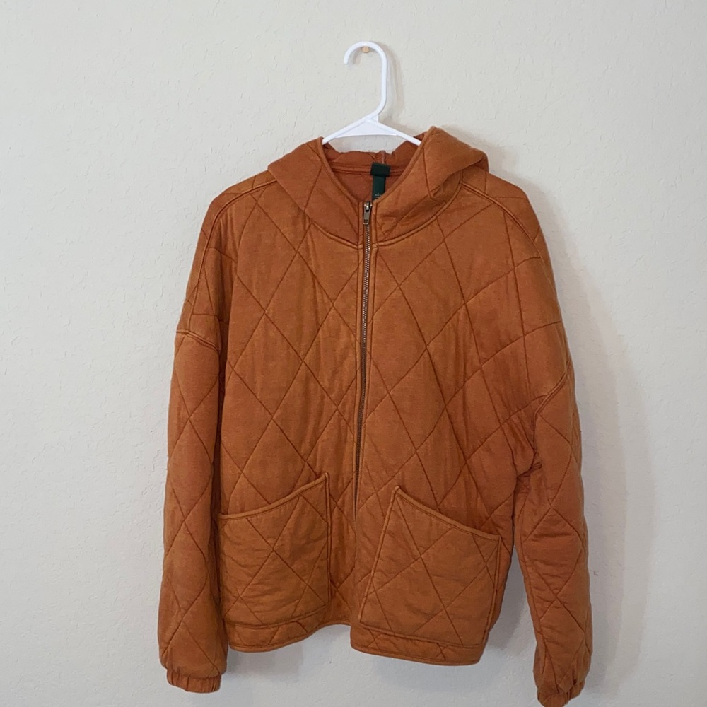 Women’s Quilted Hooded Jacket in Orange